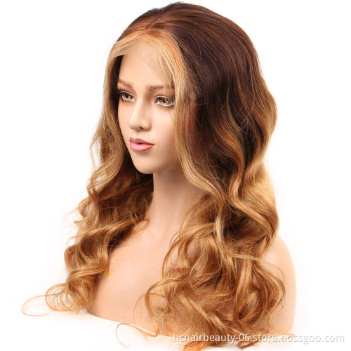 Ombre 4/27  Lace Front Wig Brazilian Remy Human Hair  Wigs Ombre 4/27 Body Wave Lace Front Wig Pre Plucked Highlights